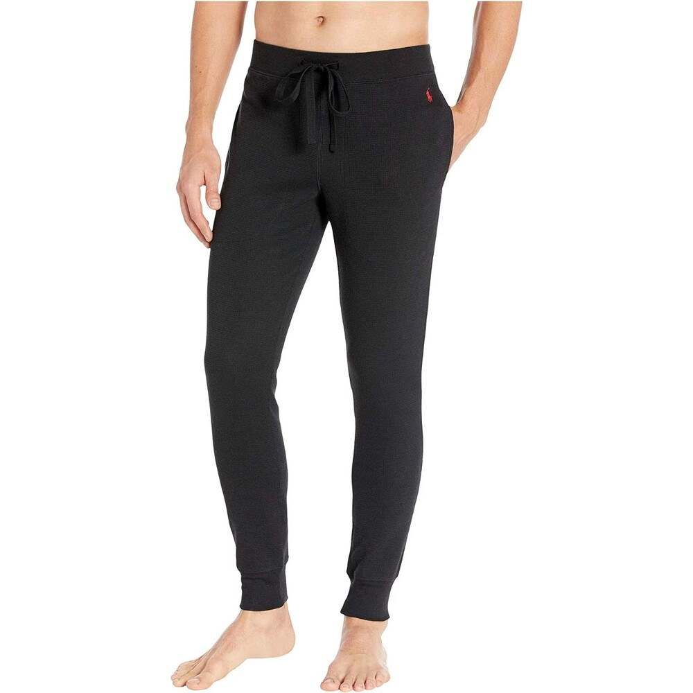 NWT POLO RALPH LAUREN MEN'S WAFFLE LOGO COTTON JOGGER BLACK M